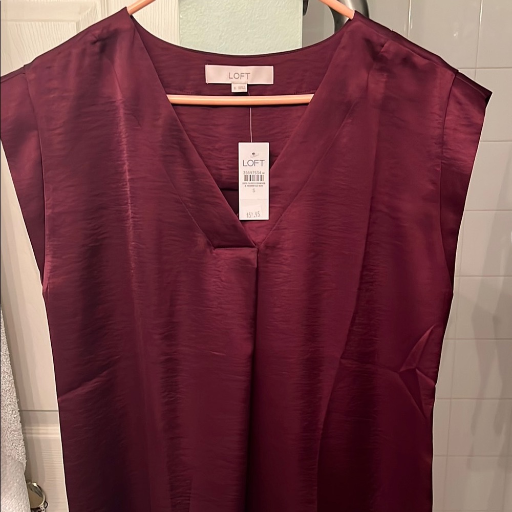 LOFT Burgundy Sleeveless Blouse
